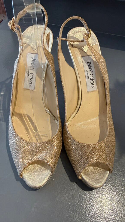 Gold Glitter Peeptoe Slingback 110 Heels