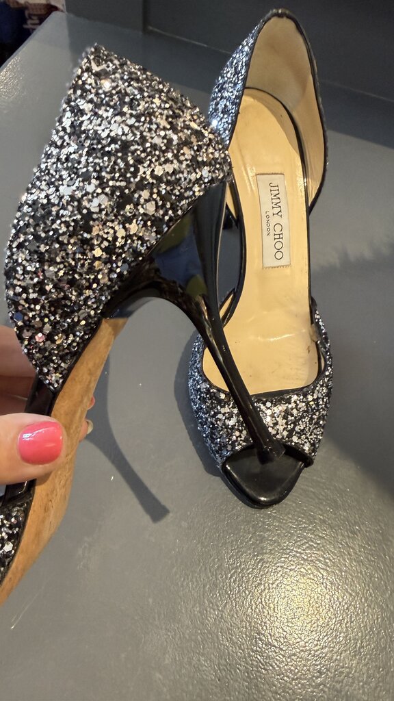 Glitter Peep Toe DOrsay 100 Heels