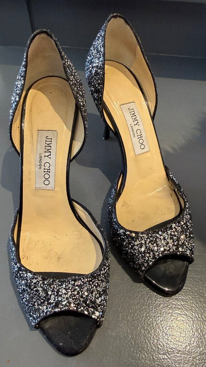 Glitter Peep Toe DOrsay 100 Heels