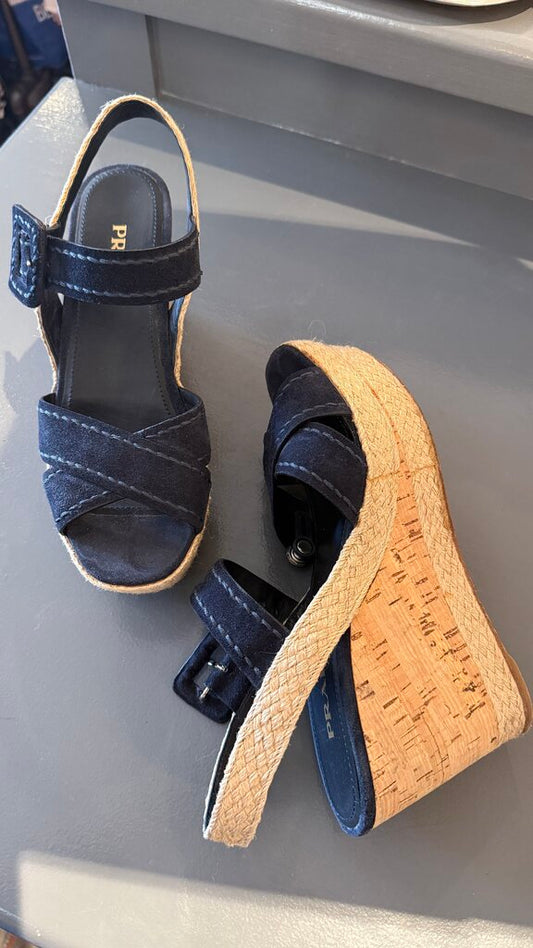 Cork Suede Platform Wedges