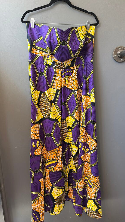 African Handmade Strapless Maxi Gown Dress
