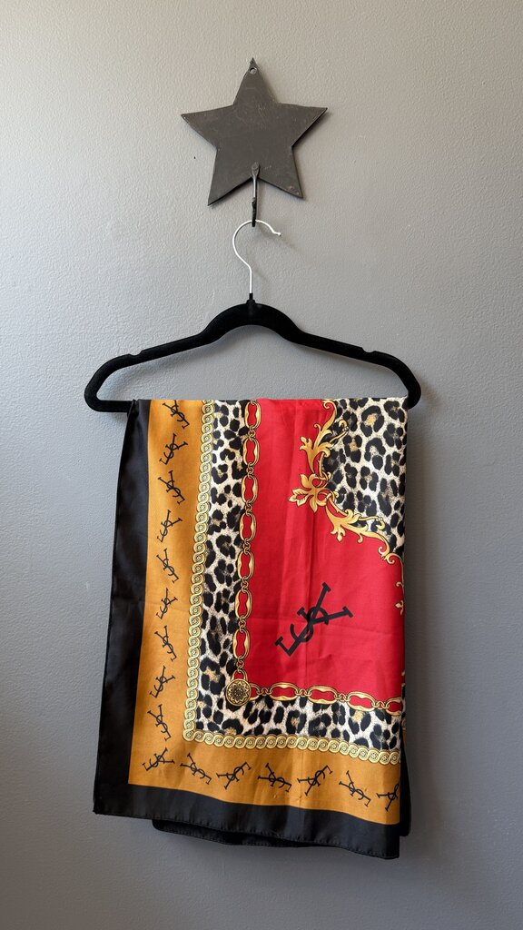 Vintage Silk Leopard Logo Scarf