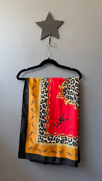 Vintage Silk Leopard Logo Scarf