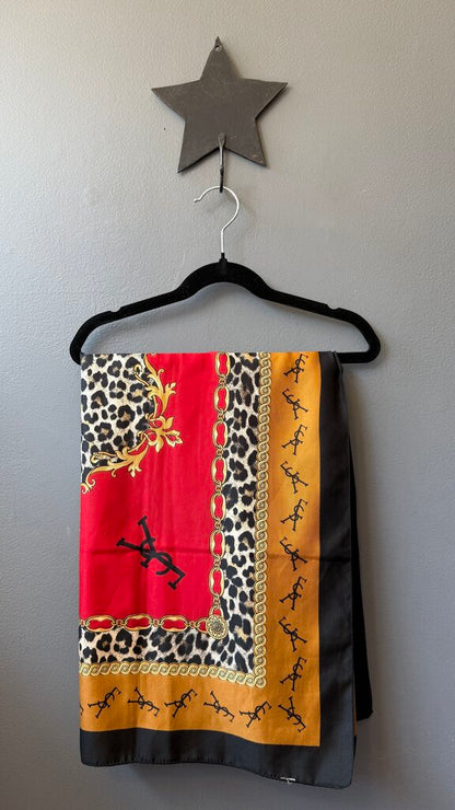 Vintage Silk Leopard Logo Scarf