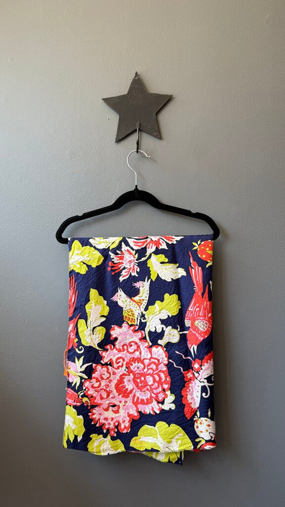 Silk Floral Bird Square Scarf
