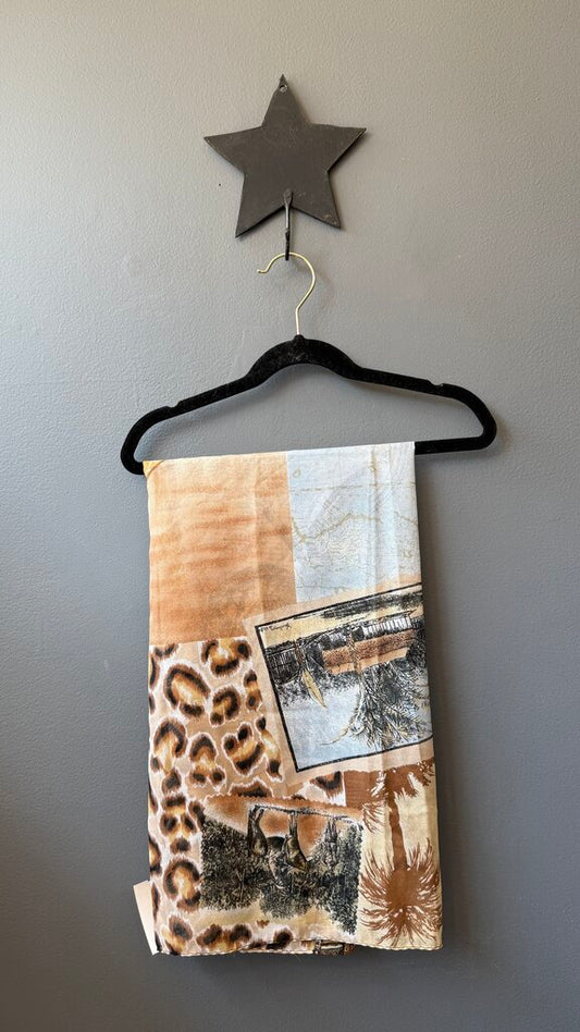 Africa Print Semi Sheer Scarf