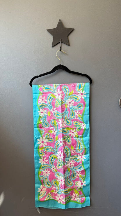 Silk Daisy Paisley Slim Scarf