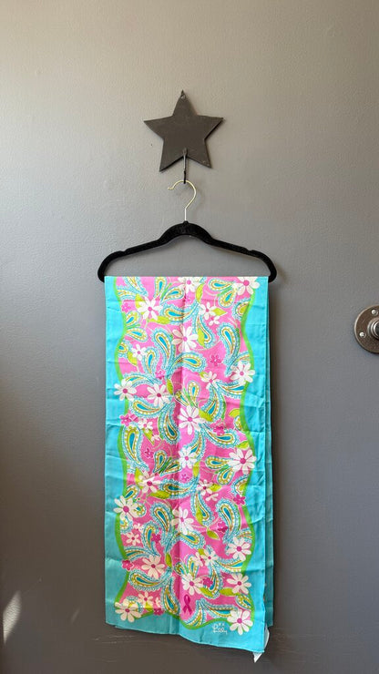 Silk Daisy Paisley Slim Scarf