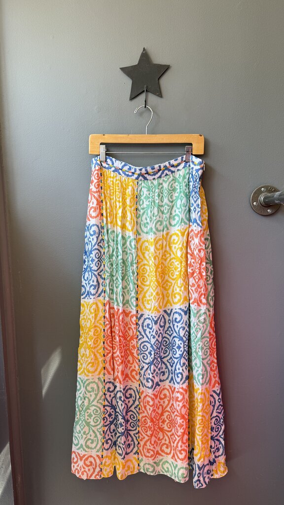 Colorblock Print Maxi Skirt