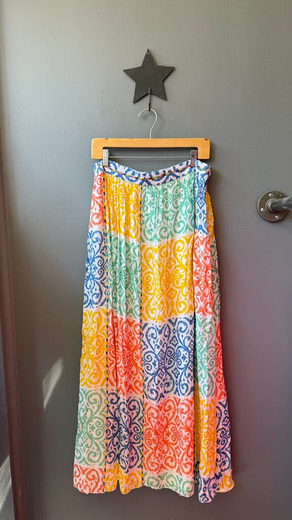 Colorblock Print Maxi Skirt