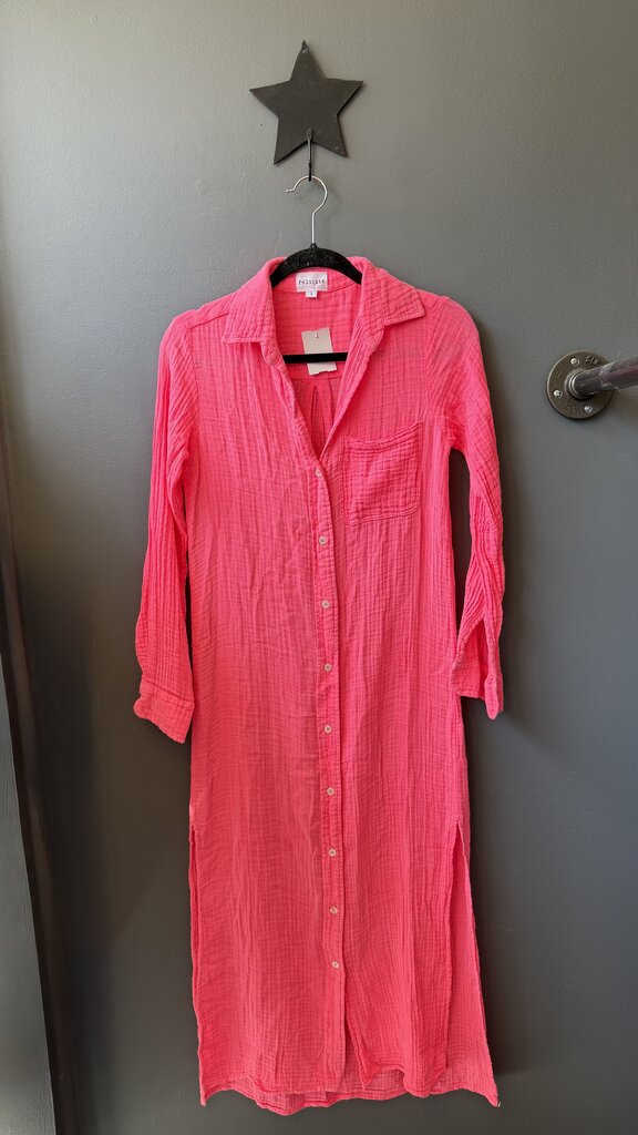 Neon Cotton Gauze Maxi Shirtdress