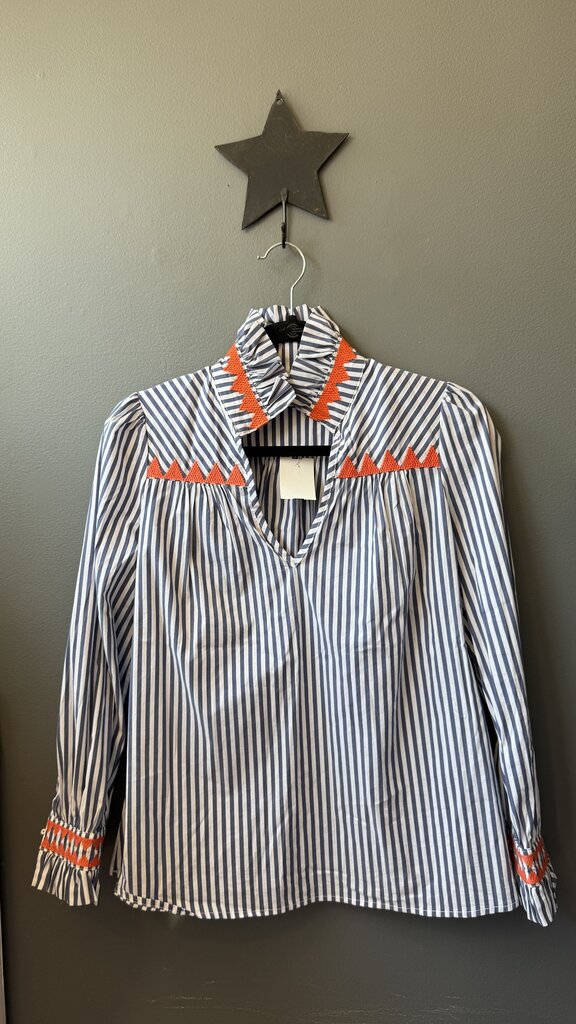 Embroidered Aspen Stripe Blouse