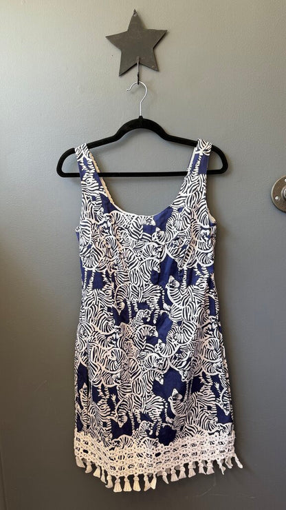 Zebra Tassel Hem Shift Dress