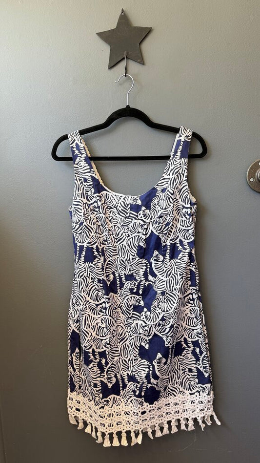 Zebra Tassel Hem Shift Dress
