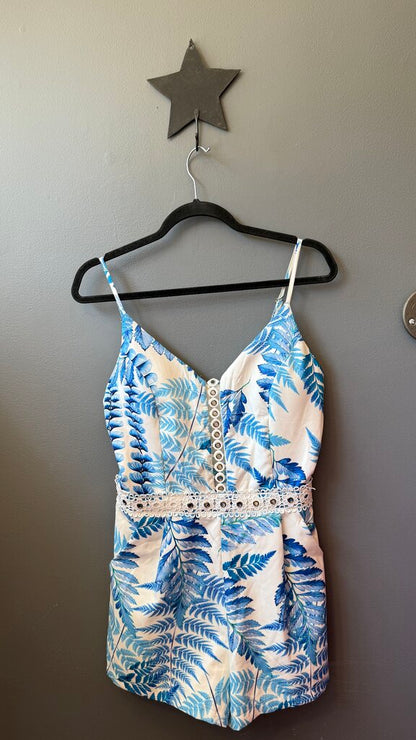 Tropical Eyelet Front Romper