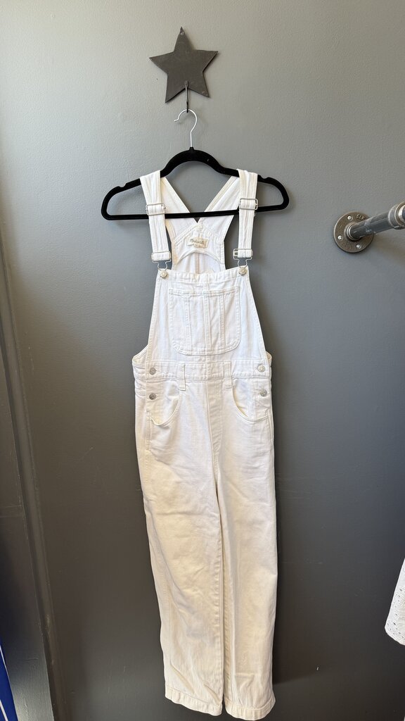 White Denim Straight Leg Overalls