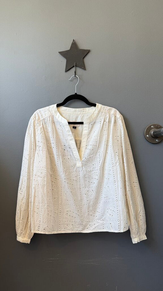 Shell Eyelet Popover Blouse