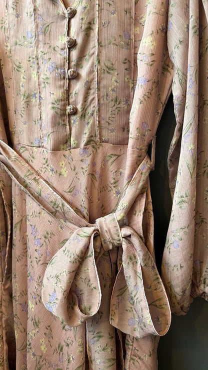 Floral Organza Mandarin Maxi Gown Dress