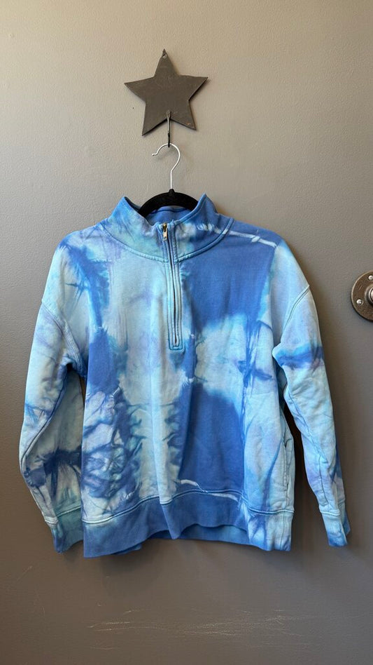 Indigo Dyed 1/4 Zip Pullover Sweatshirt
