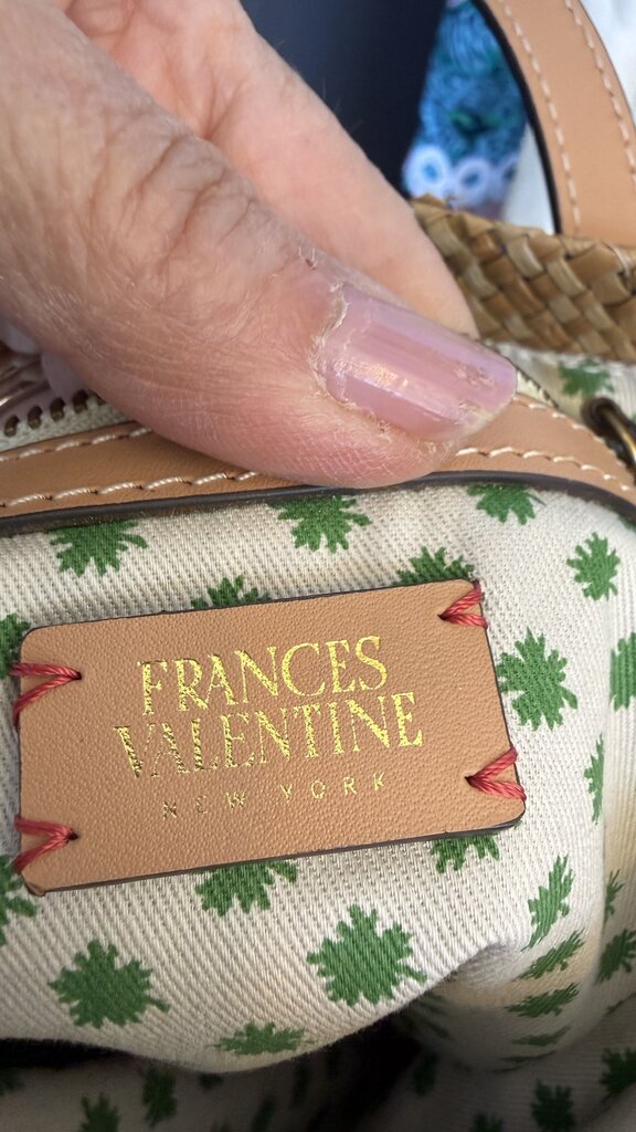 Embroidered Flat Straw Tote Bag