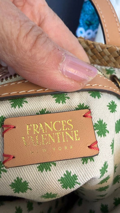 Embroidered Flat Straw Tote Bag