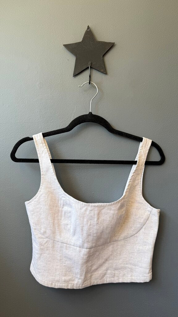 Linen Blend Crop Tank Top