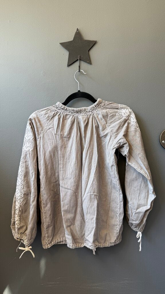 Embroidered Tassel Cotton Blouse