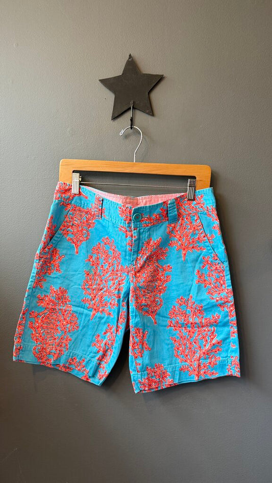 Coral Print Long Shorts