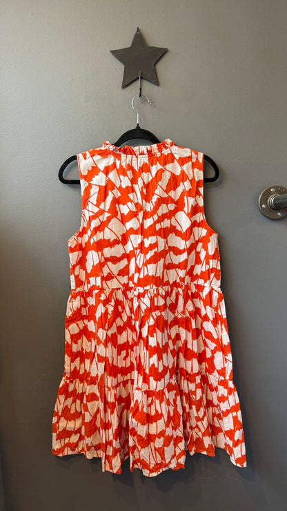 Block Print Tassel Tiered Dress