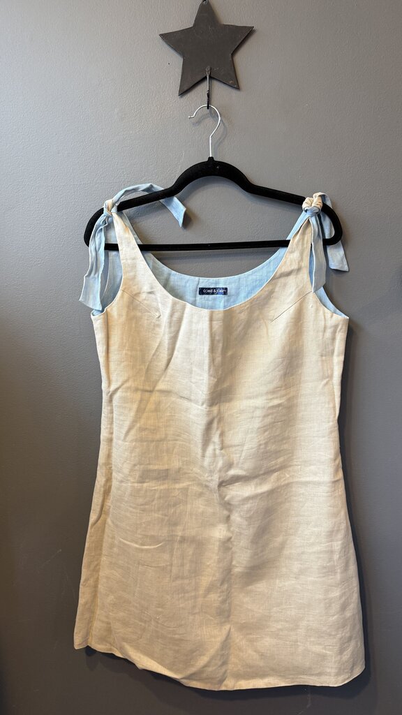 Reversible Linen Tie Shoulder Shift Dress