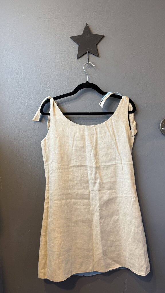 Reversible Linen Tie Shoulder Shift Dress