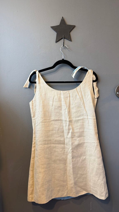 Reversible Linen Tie Shoulder Shift Dress