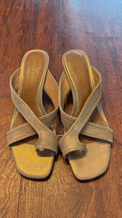 Metallic Kitten Heel Sandals