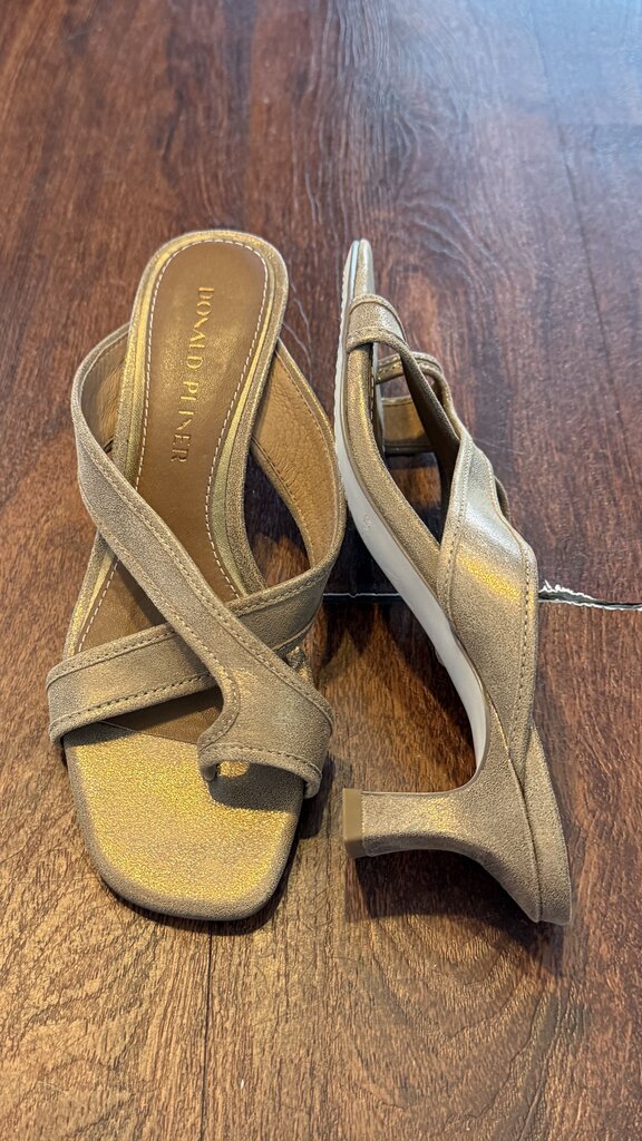 Metallic Kitten Heel Sandals