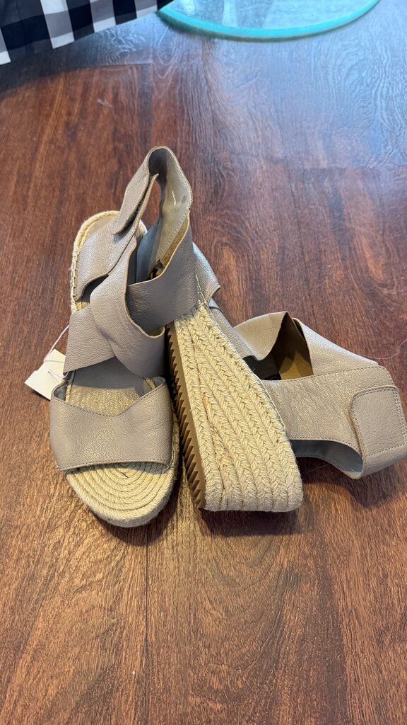 Leather Strappy Espadrille Wedges