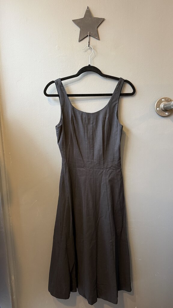 Cotton Blend Fitted Flare Midi Dress