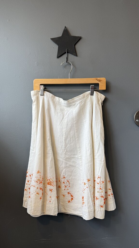 Linen Beaded Sequin Full Skirt