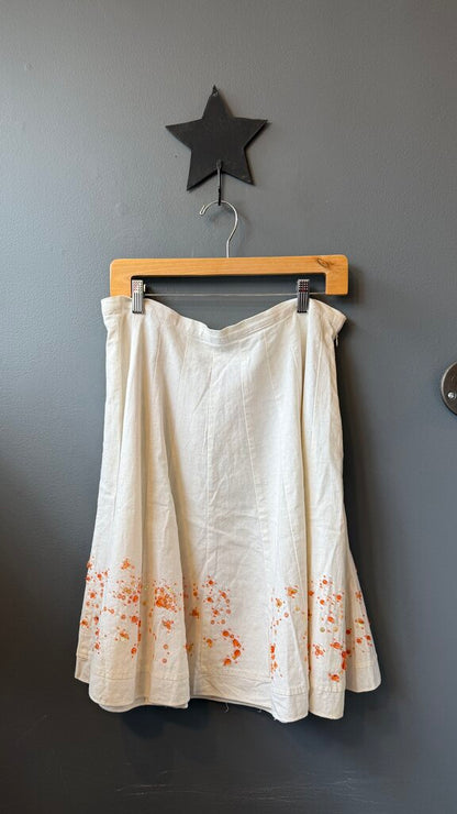 Linen Beaded Sequin Full Skirt