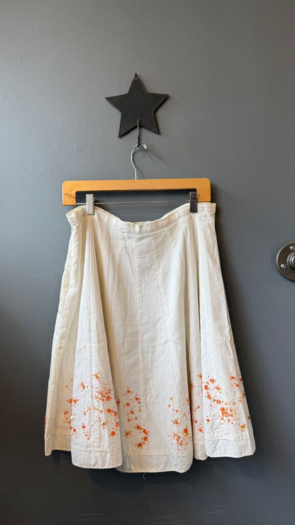 Linen Beaded Sequin Full Skirt