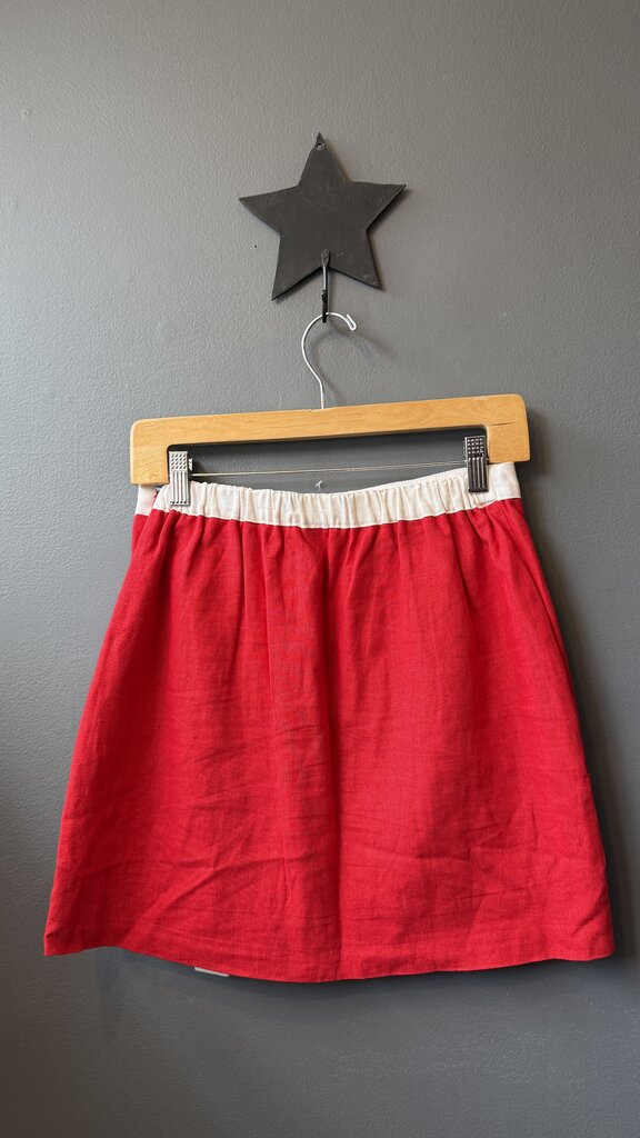 Linen Blend Front Wrap Mini Skirt