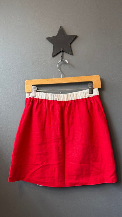 Linen Blend Front Wrap Mini Skirt