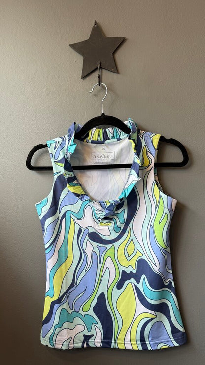 Ruffle Neck Sleeveless Top