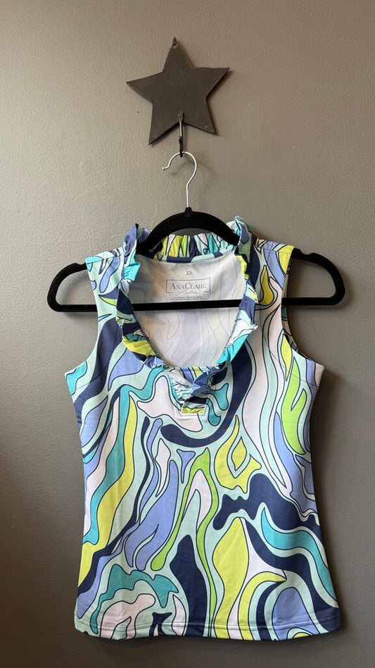 Ruffle Neck Sleeveless Top