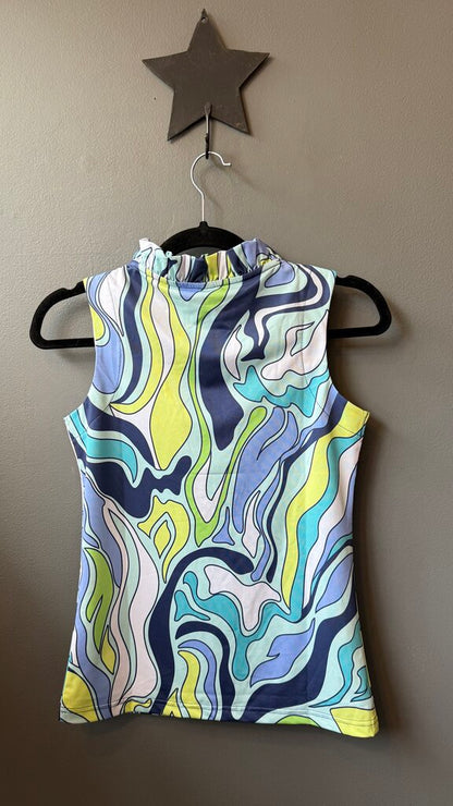 Ruffle Neck Sleeveless Top