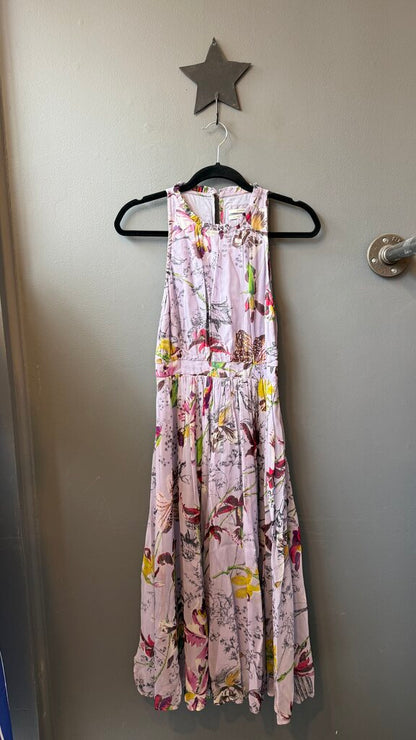 High Neck Floral Midi Dress