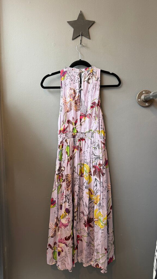High Neck Floral Midi Dress