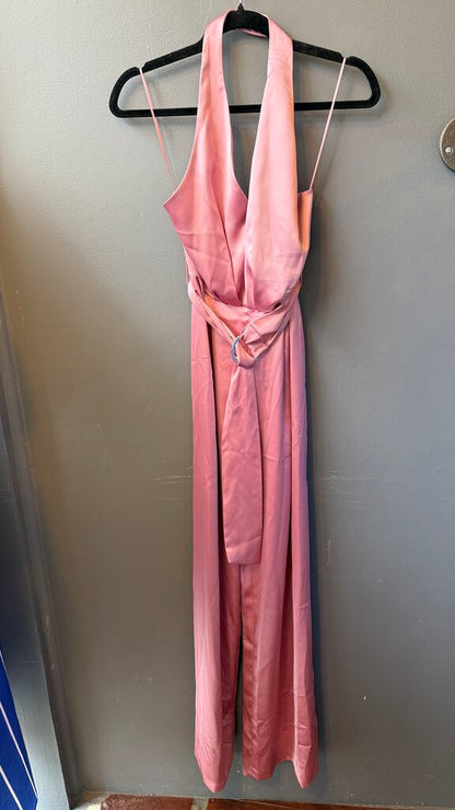 Satin Halter Wide Leg Jumpsuit
