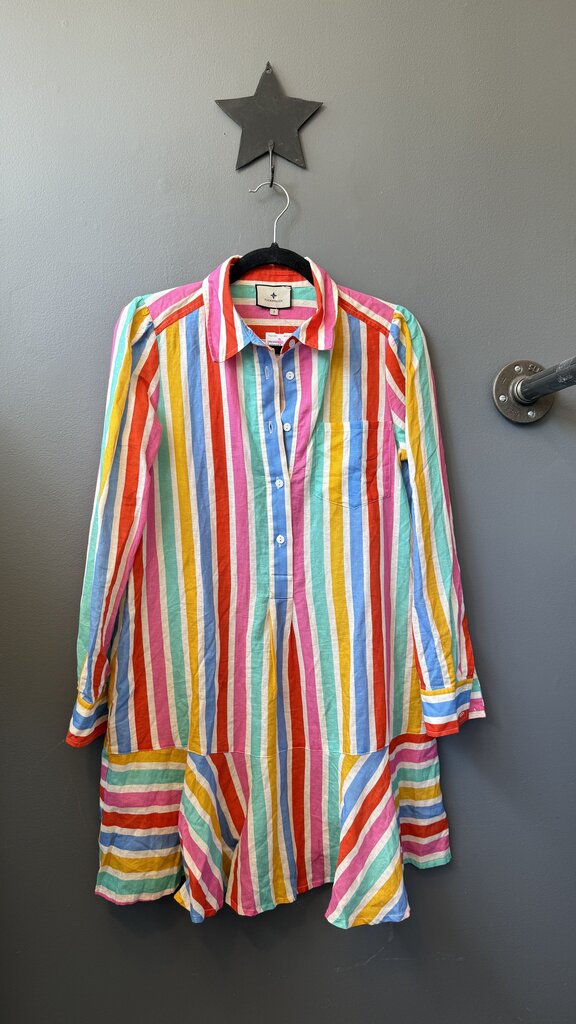 Rainbow Stripe Kick Hem Dress