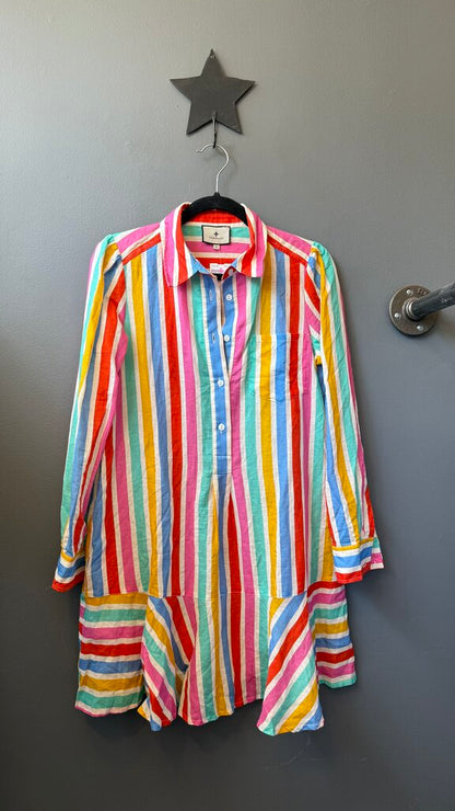 Rainbow Stripe Kick Hem Dress