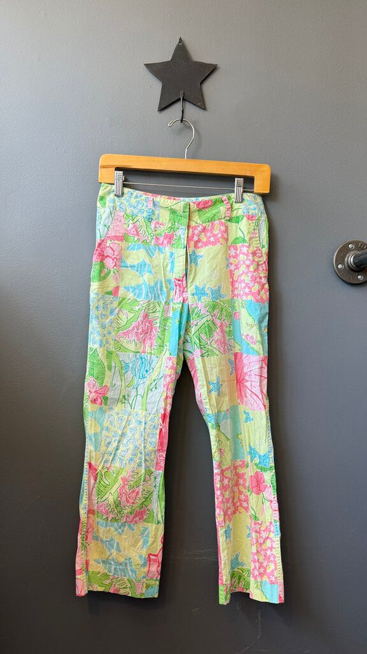Vintage Patch Print Capri Pants